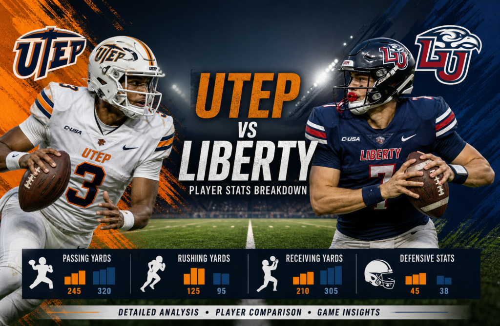 Utep Football VS Liberty Football Match Player Stats