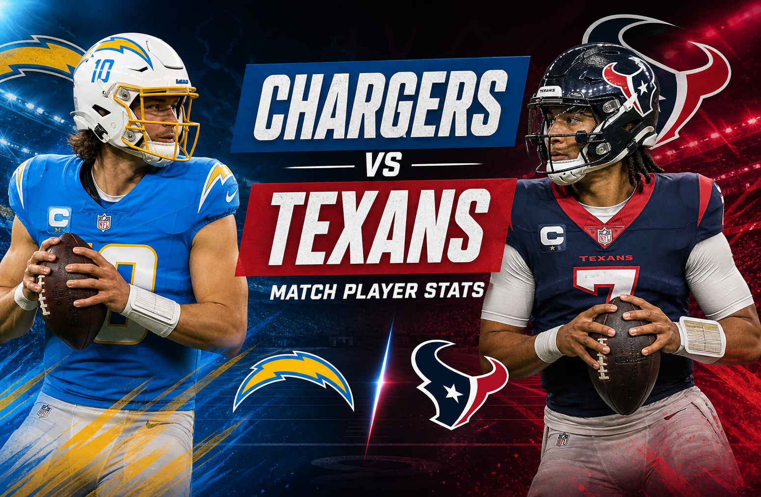 Chargers vs Texans Match Player Stats