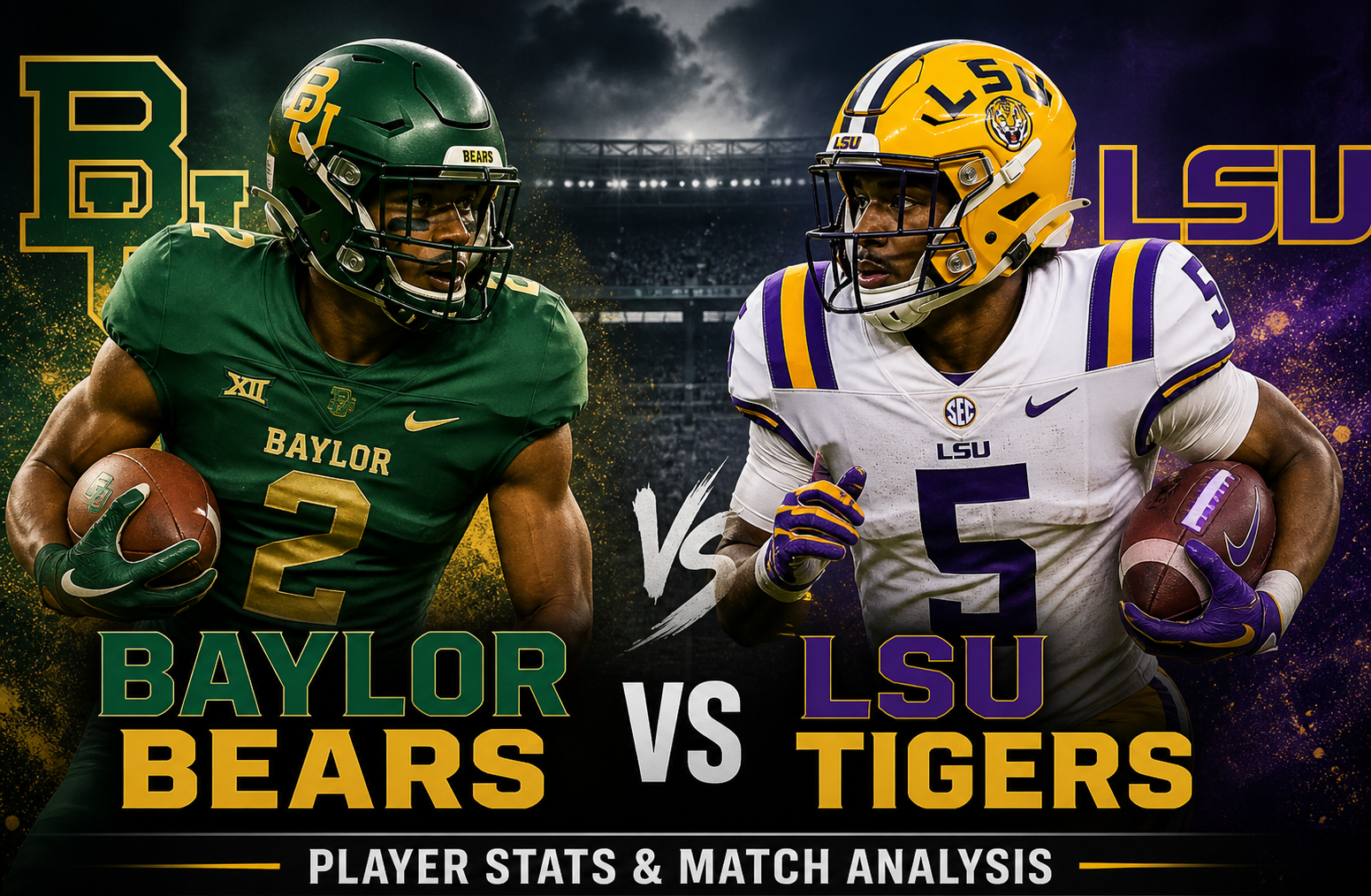 Baylor Bears Football vs LSU Tigers Football Match Player Stats