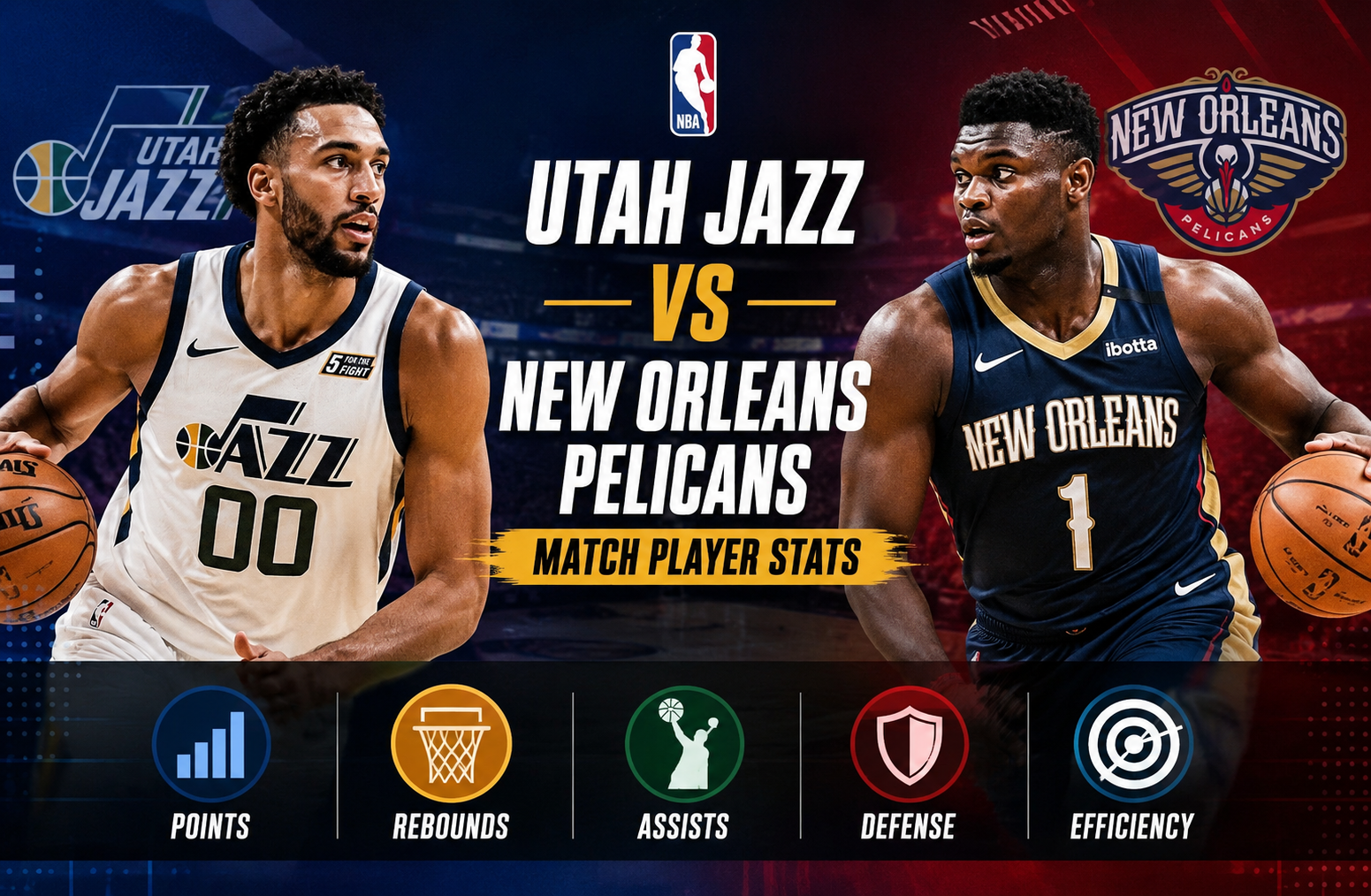 Utah Jazz vs New Orleans Pelicans Match Player Stats